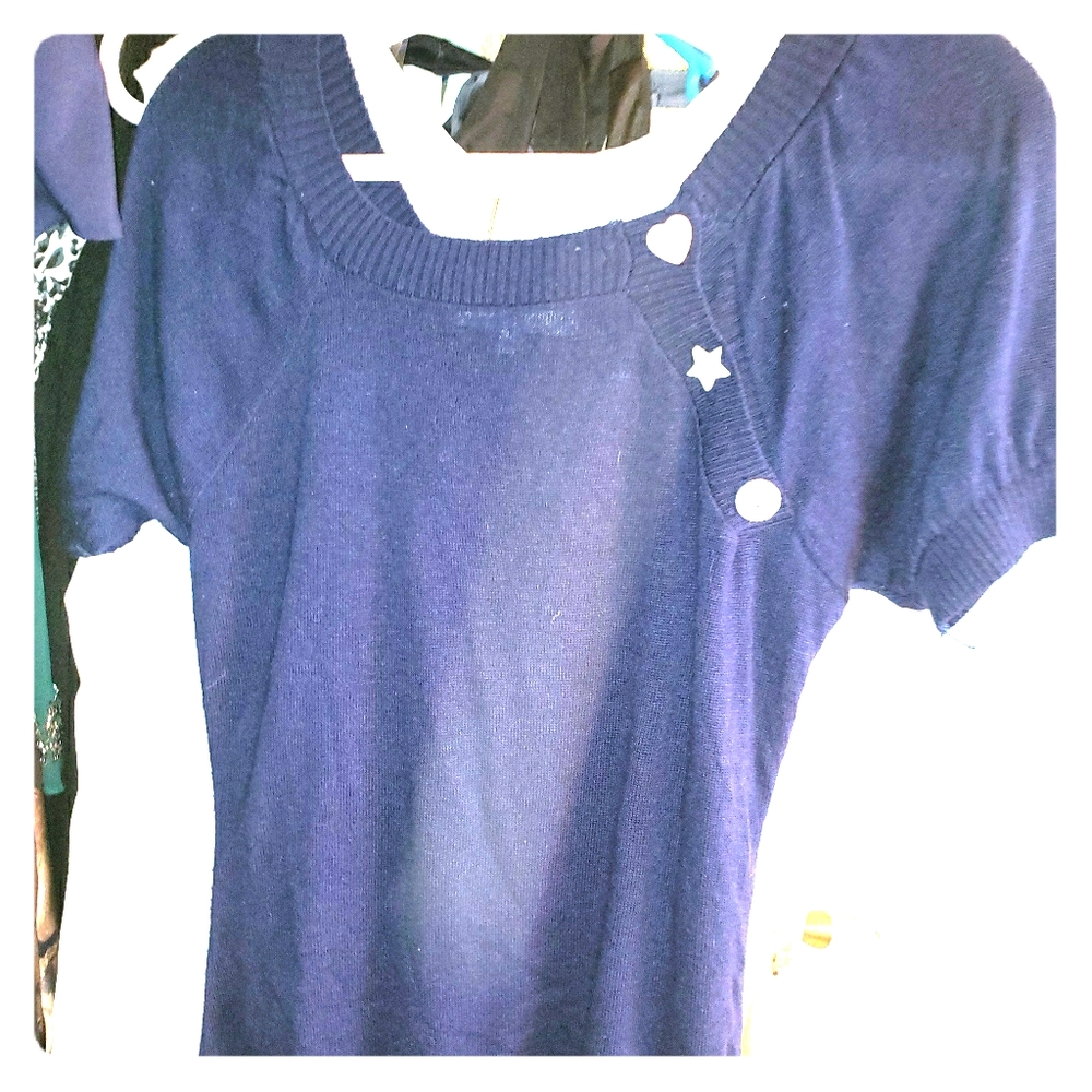 Charlotte Russe Blue Sweater with Button Details s